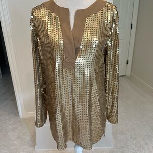 Michael Kors Tan Sequin Top